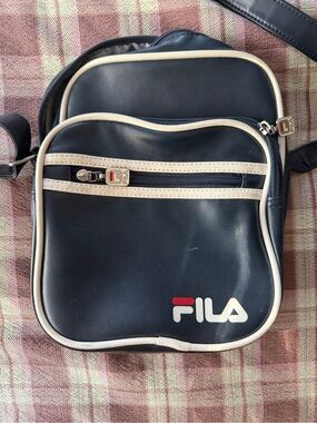 FILA Navy and Cream Messenger Crossbody Bag for Men